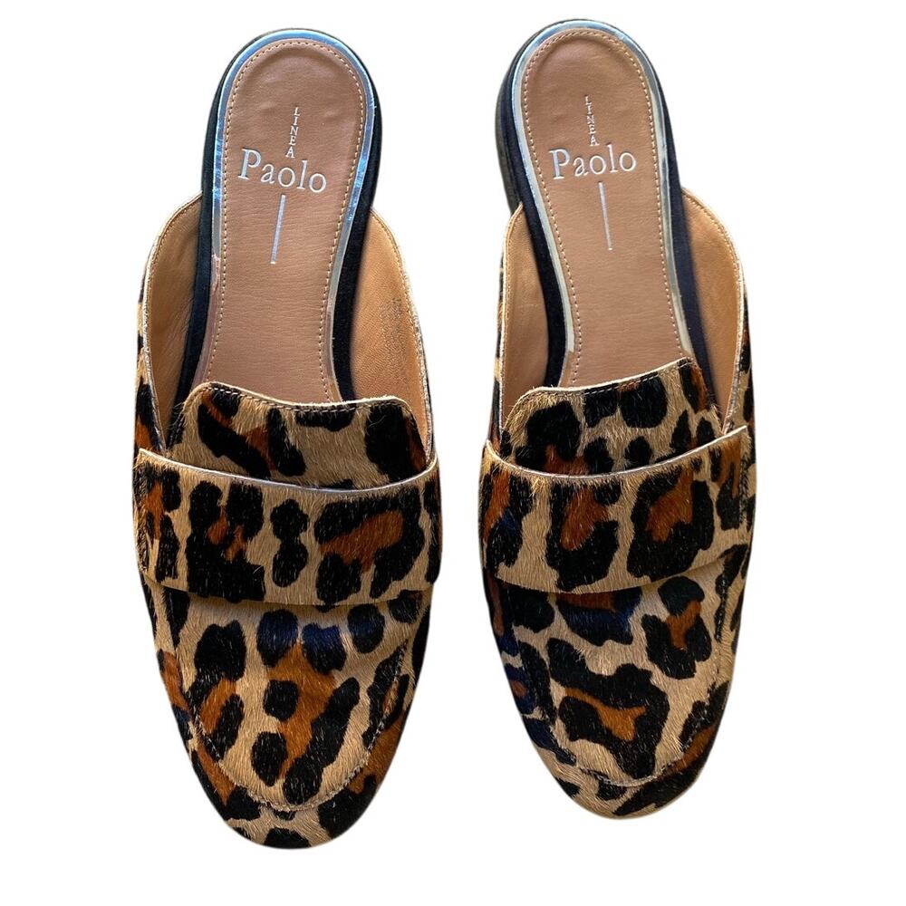 Nordstrom Linea Paolo Annie Calf Hair Loafer Mule US 7 Tan Leopard Animal Print - Picture 7 of 11